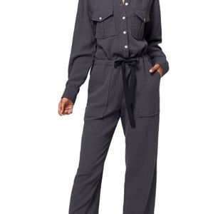 Dream Cotton Gauze Jumpsuit - Washed Black - Washed Black-Small